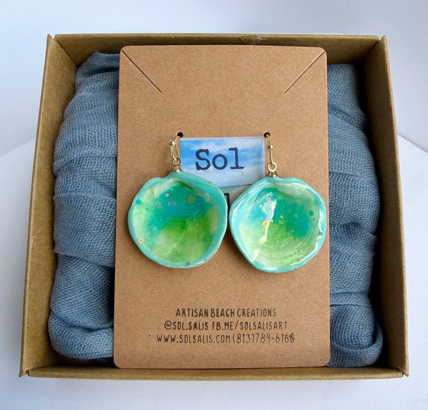 Disc Dosinia Painted Earrings